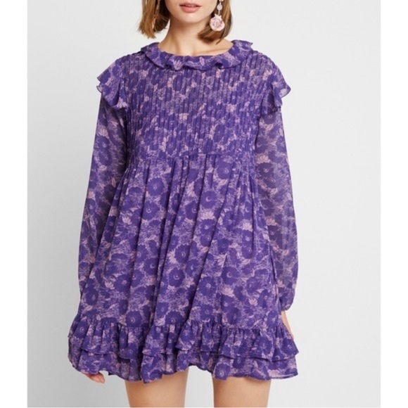 Free People These Dreams Mini Violet Dress Size Large - Picture 5 of 16